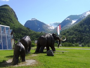 Woolly mammoths outside of the Glacier museum