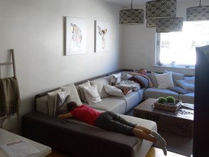 Napping in Oslo before dinner.