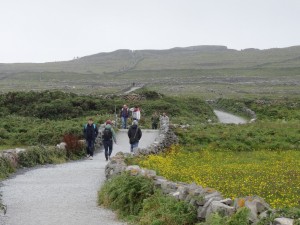 The walk up to Dun Aengus at the top of the hill
