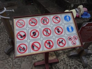 All things not to be done at  Angkor Wat