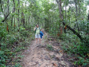 Nicole trying to figure out where the trail is