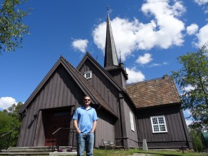 Ryan outside a Stave Church