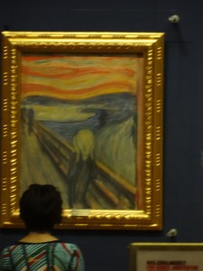 Edvard Munch's 'The Scream'. We weren't supposed to take pictures, but we snapped one from outside the room.